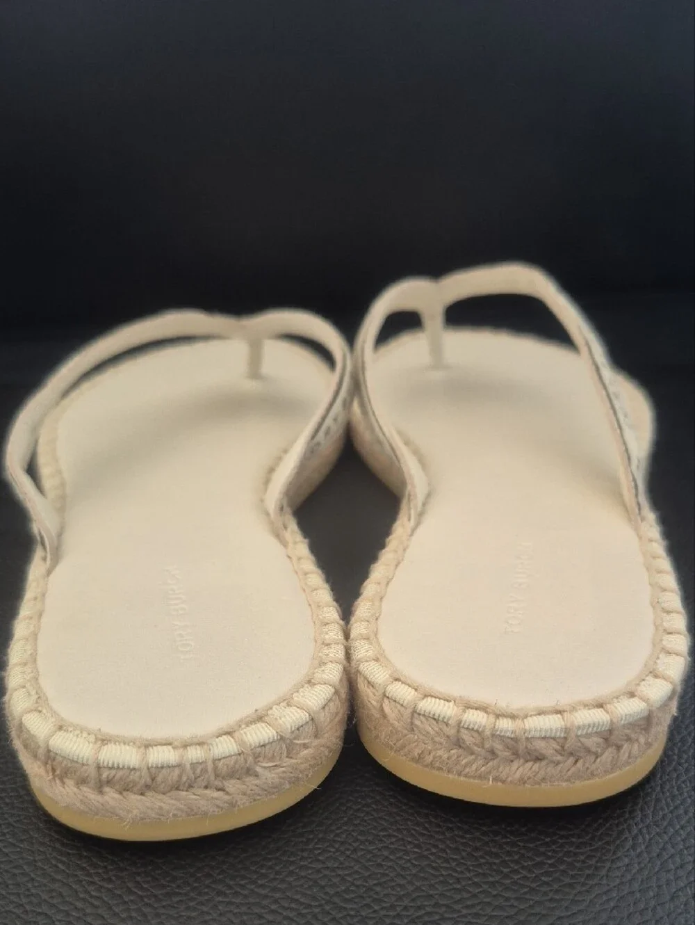 Tory Burch Cream Logo-Trim Flip Flop Sandals